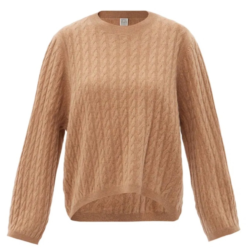 Toteme Tan Cashmere Cable Knit Sweater